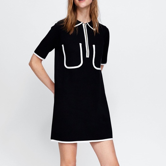 Zara Dresses & Skirts - Zara knit contrast trim shift dress M